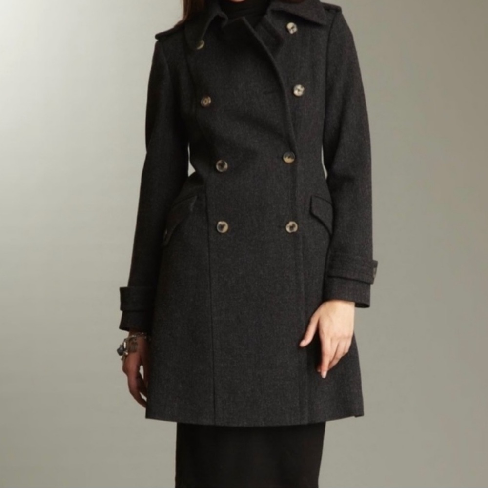 All saints Spitalfields Boni wool double breasted pea coat jacket size 6